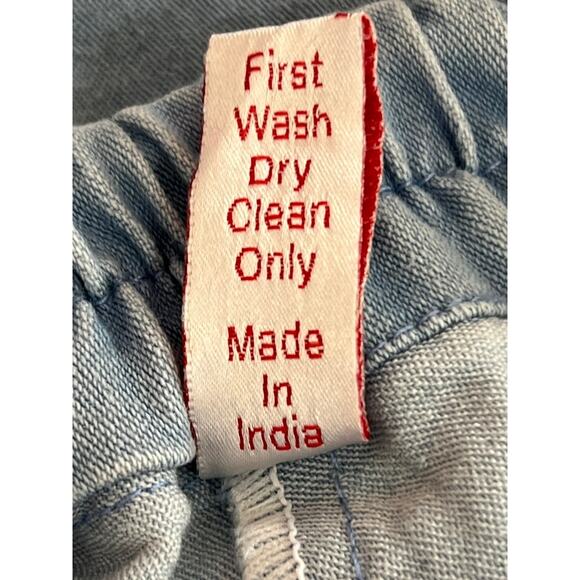 Vintage Retro Rainbow Light Blue Wide Leg Bell Bottoms Denim Jeans Size 3XL/26 - Picture 5 of 7